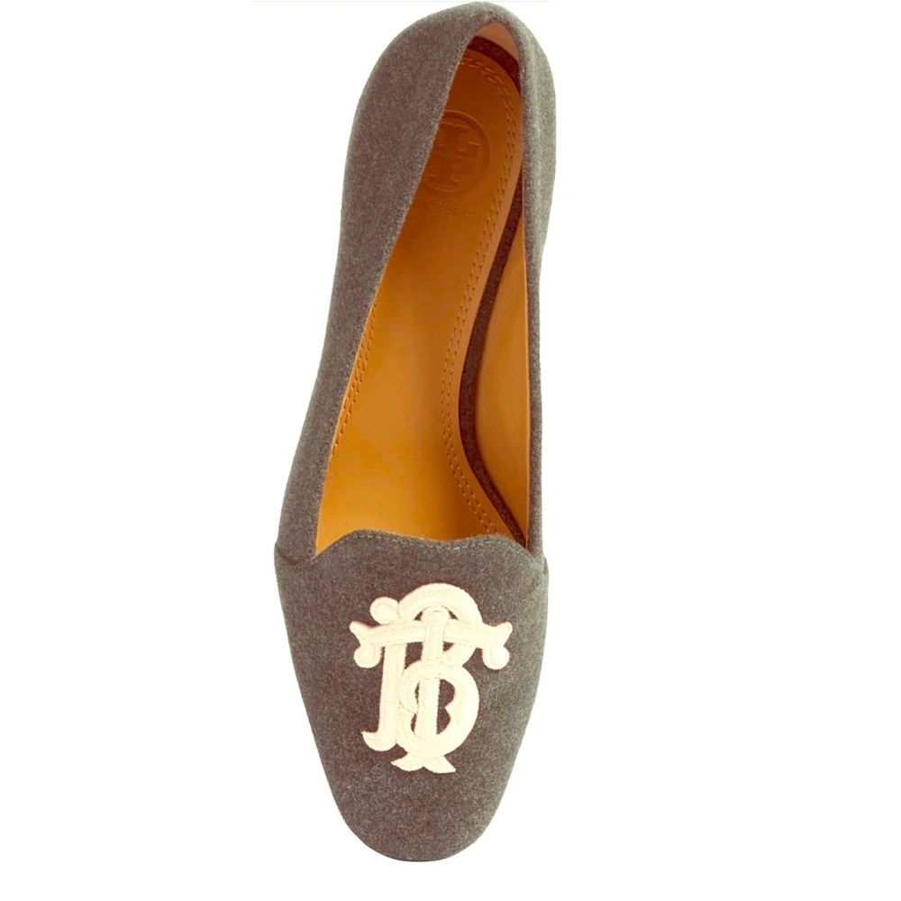 Tory Burch Antonia Gray Felt Loafers Shoes Pink